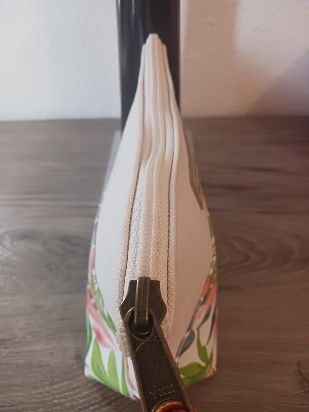 L.L. Bean Boat & Tote Floral Canvas Cosmetic Bag in Cream, Green, Pink - Picture 5 of 6